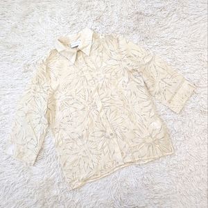 Alfred Dunner 10, Sheer Floral Mesh Button Up